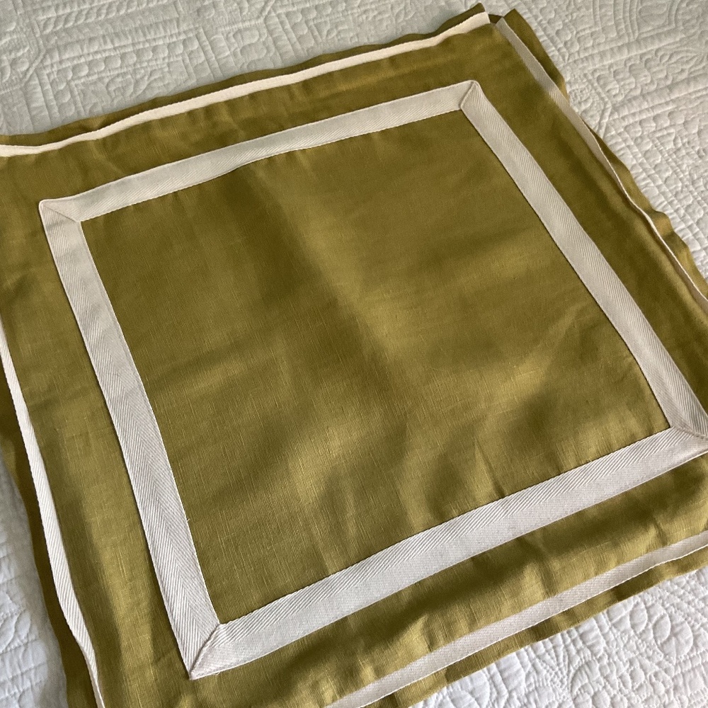 Cilantro green linen decorative pillow cover for 18” down pillow